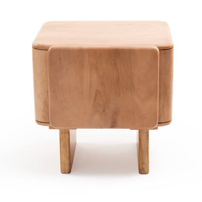 Natural wood bedside table
