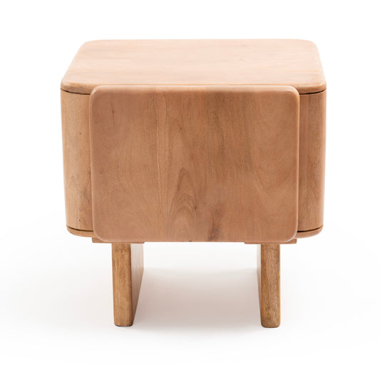 Natural wood bedside table