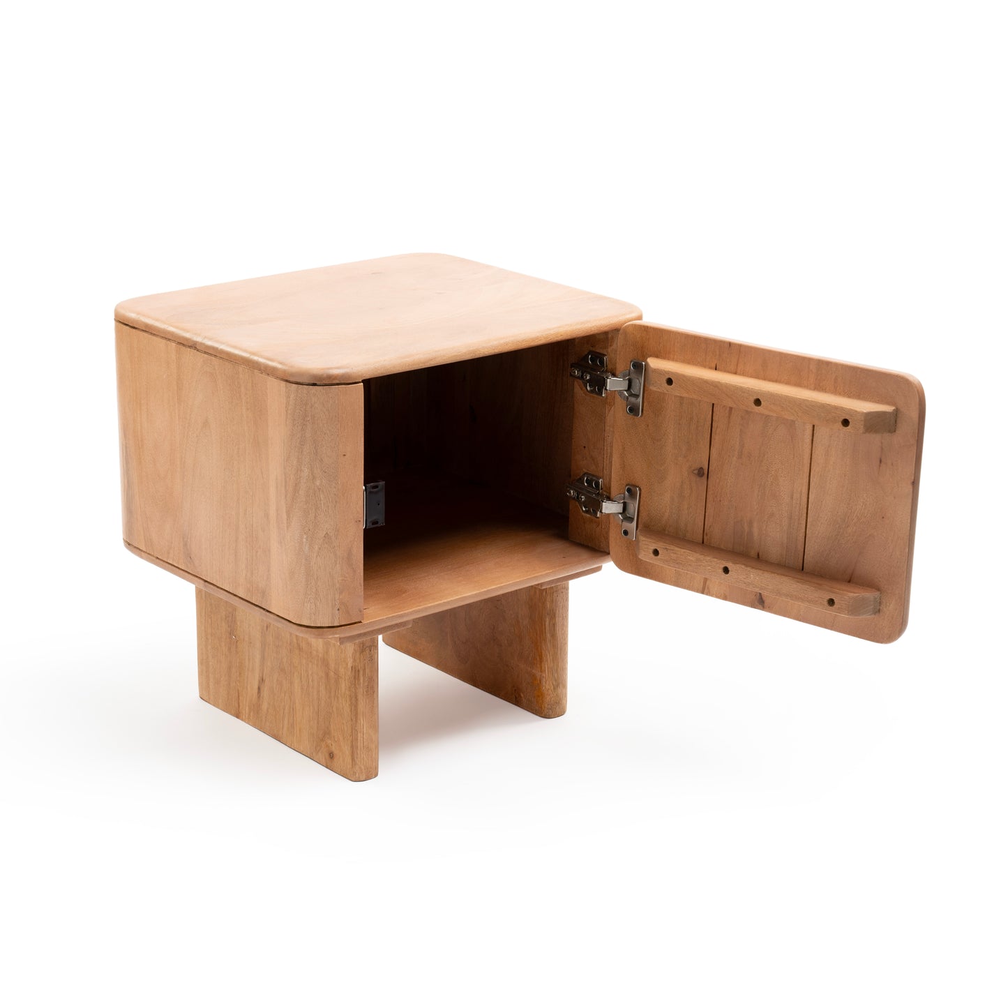 Natural wood bedside table