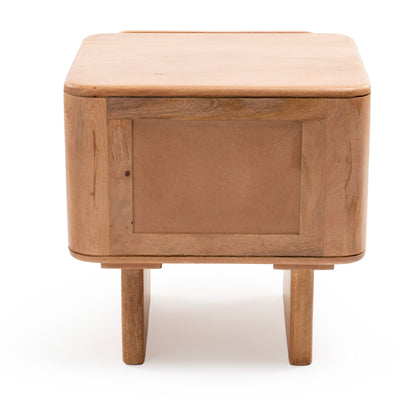 Natural wood bedside table