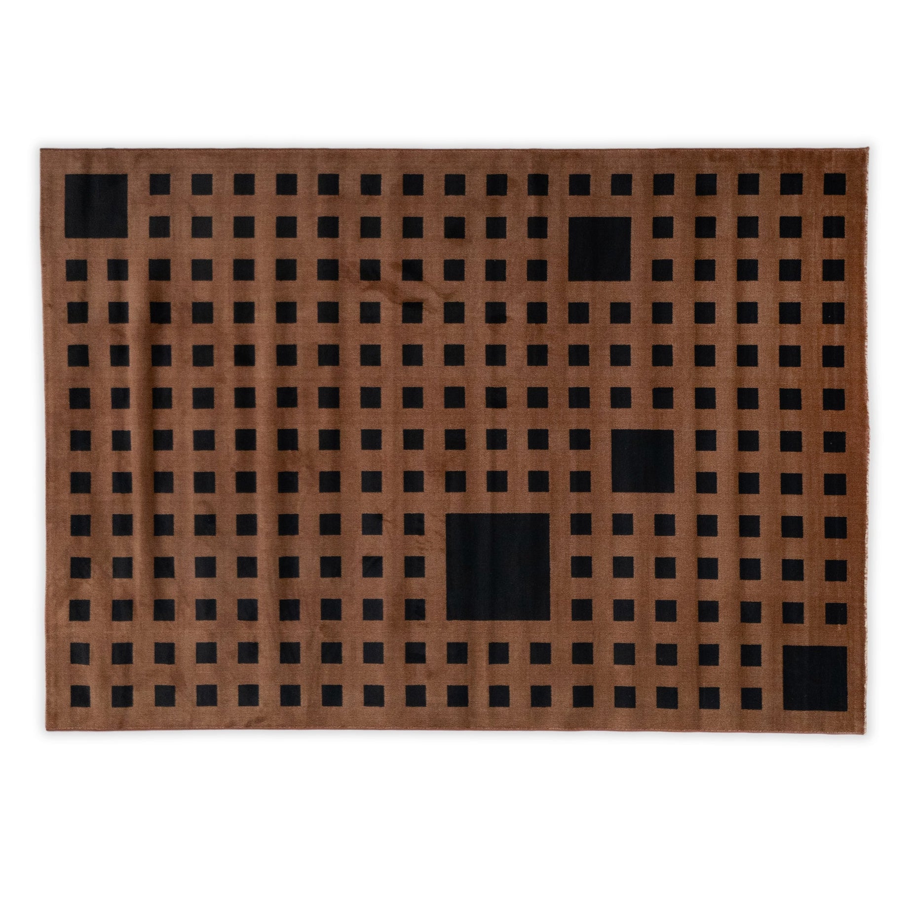 Black and orange geometric rug 