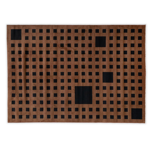 Black and orange geometric rug 