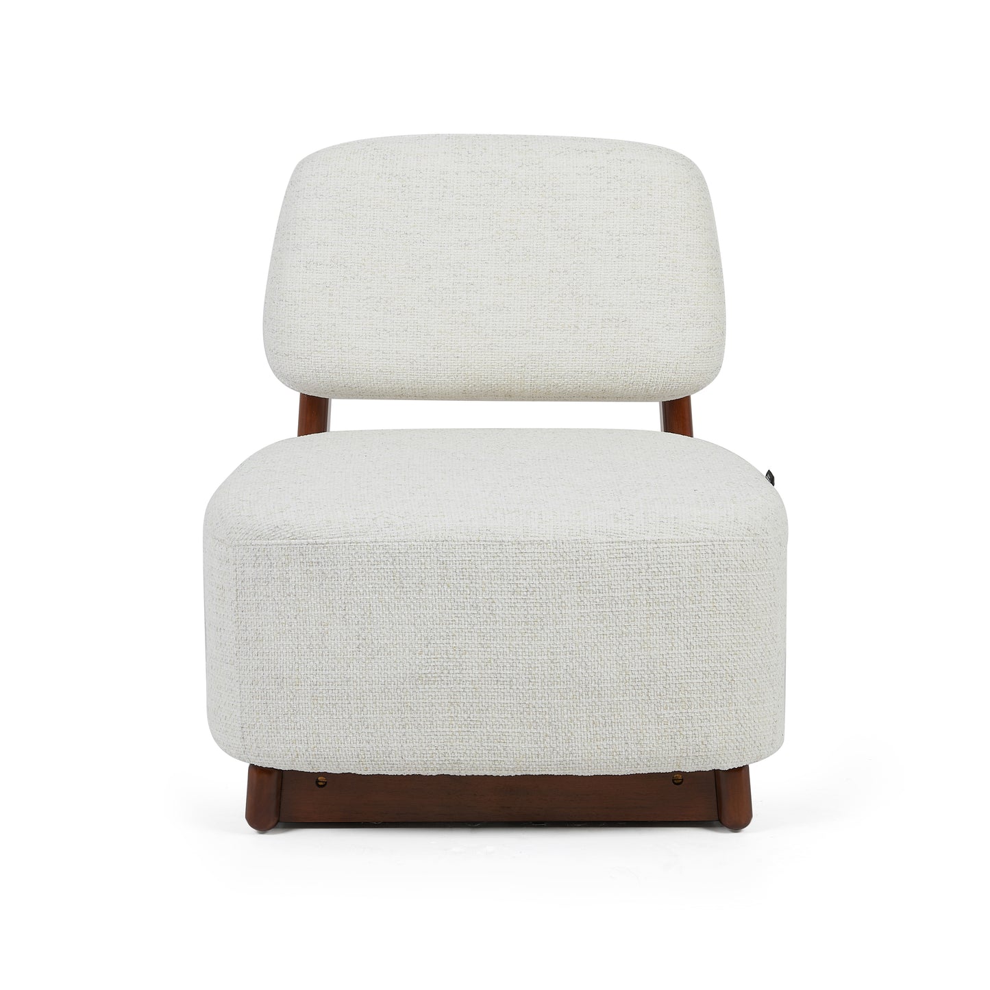 White fabric and timber armchair 
