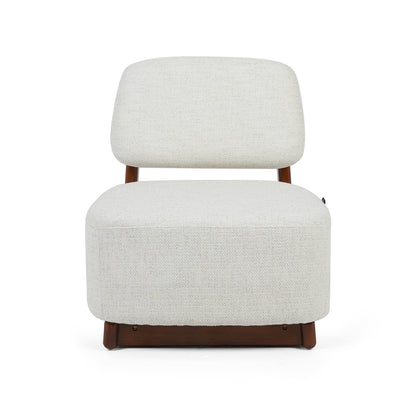 White fabric and timber armchair 