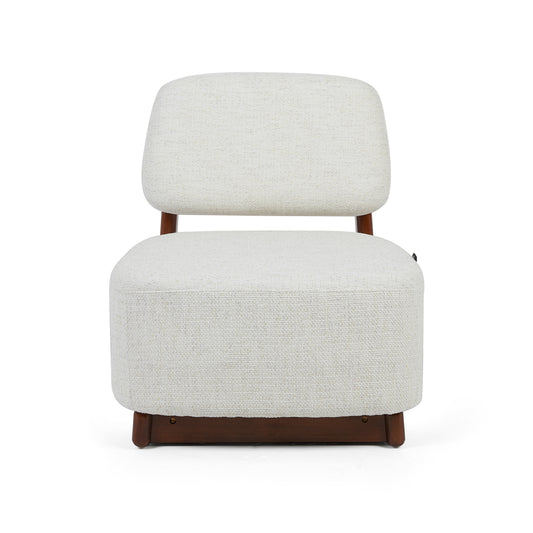 White fabric and timber armchair 