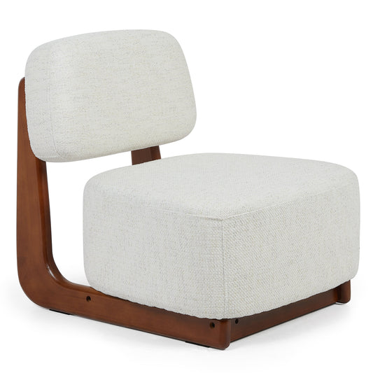 White fabric and timber armchair 
