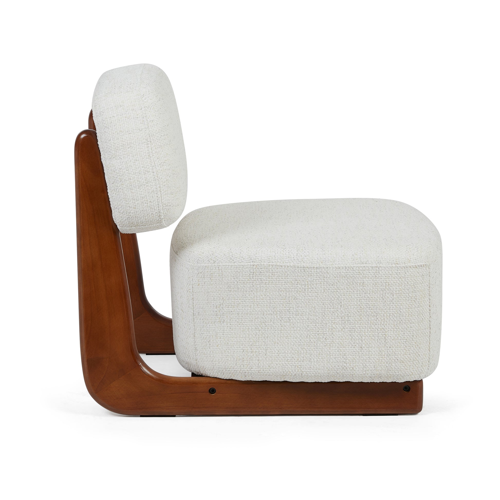White fabric and timber armchair 
