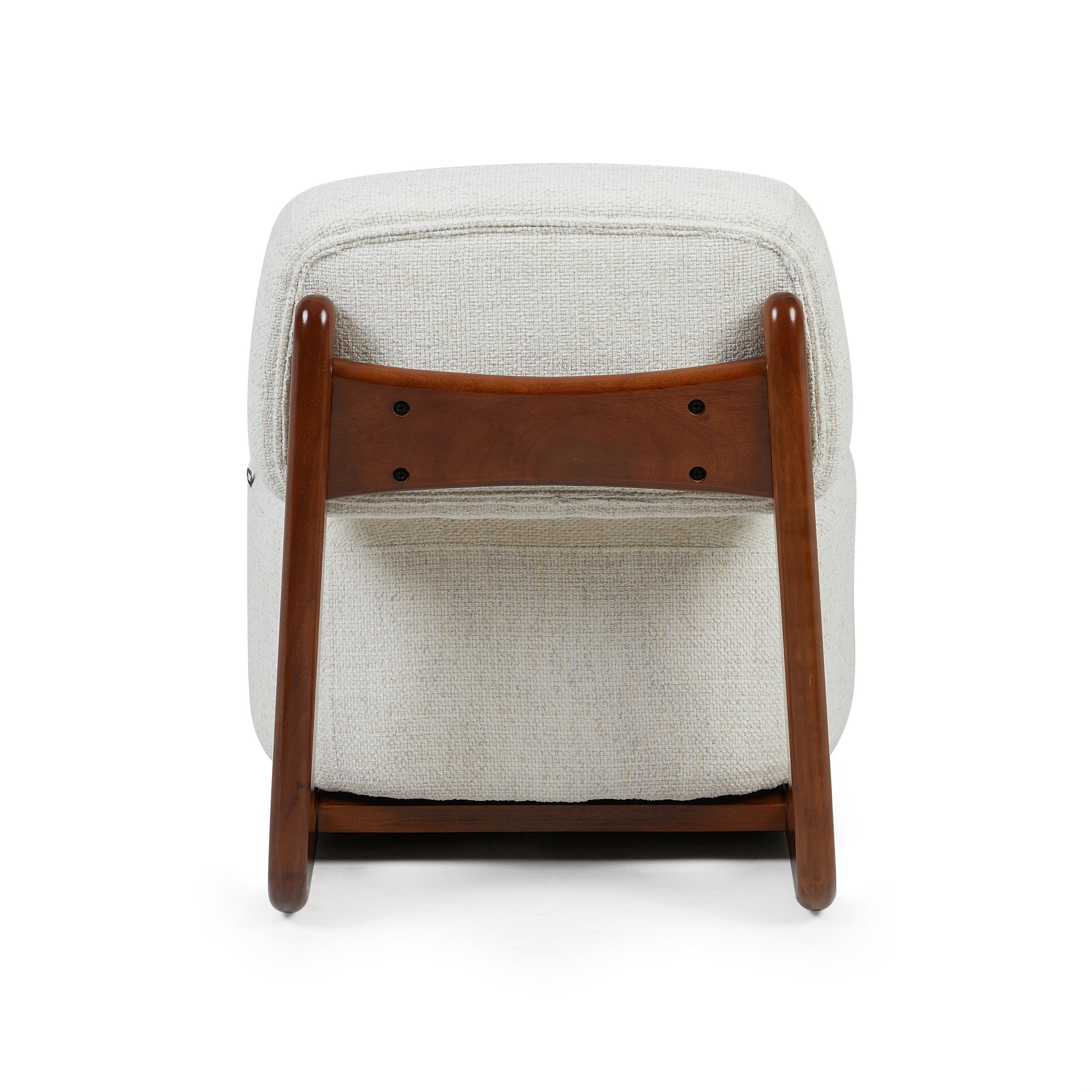 White fabric and timber armchair 