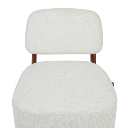 White fabric and timber armchair 