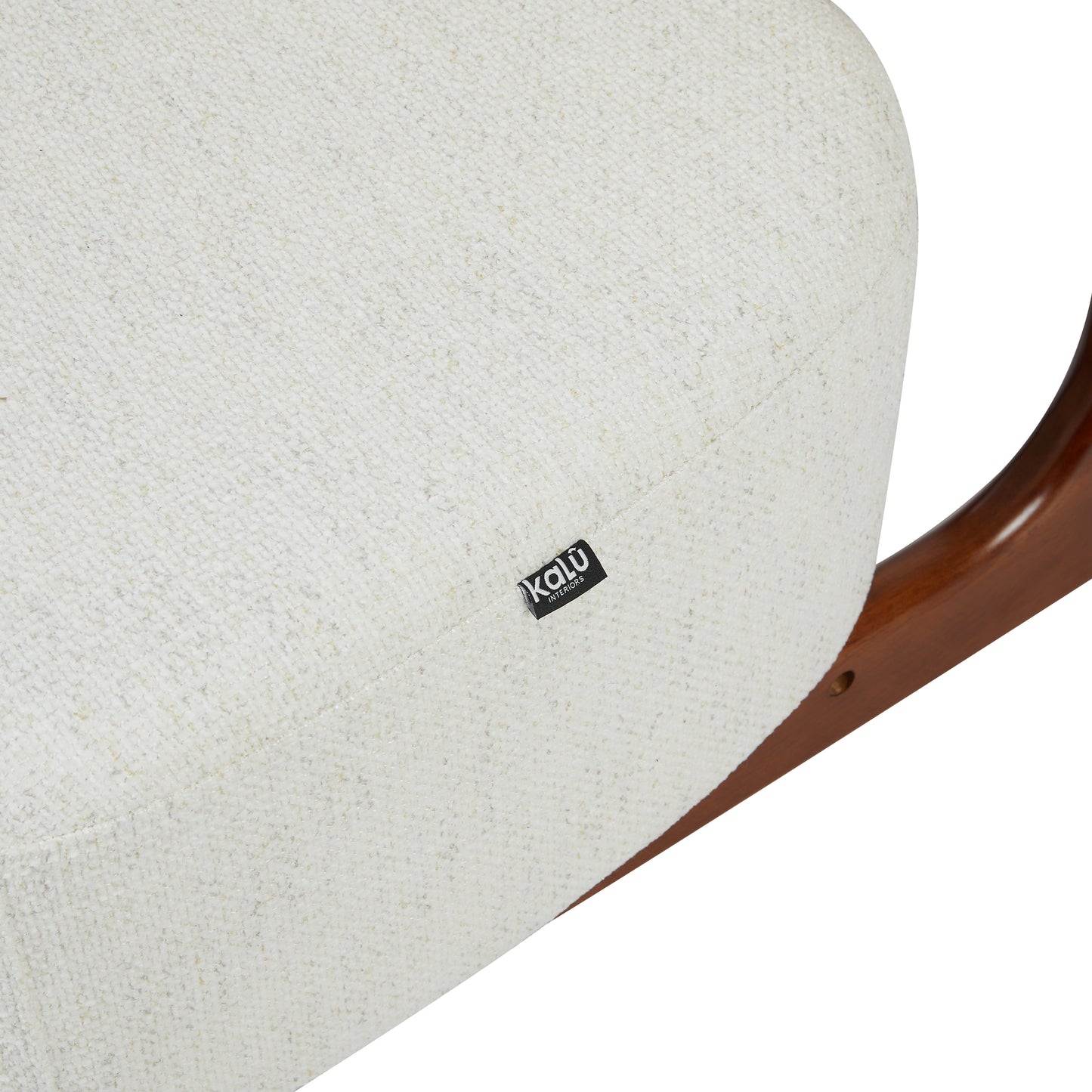 White fabric and timber armchair 