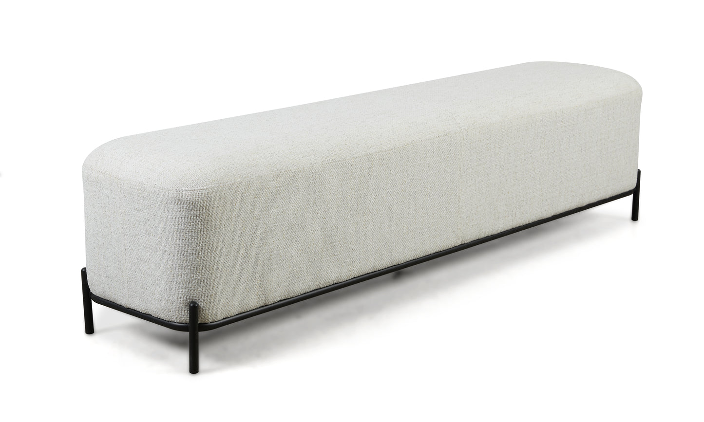 Large White Boucle Ottoman