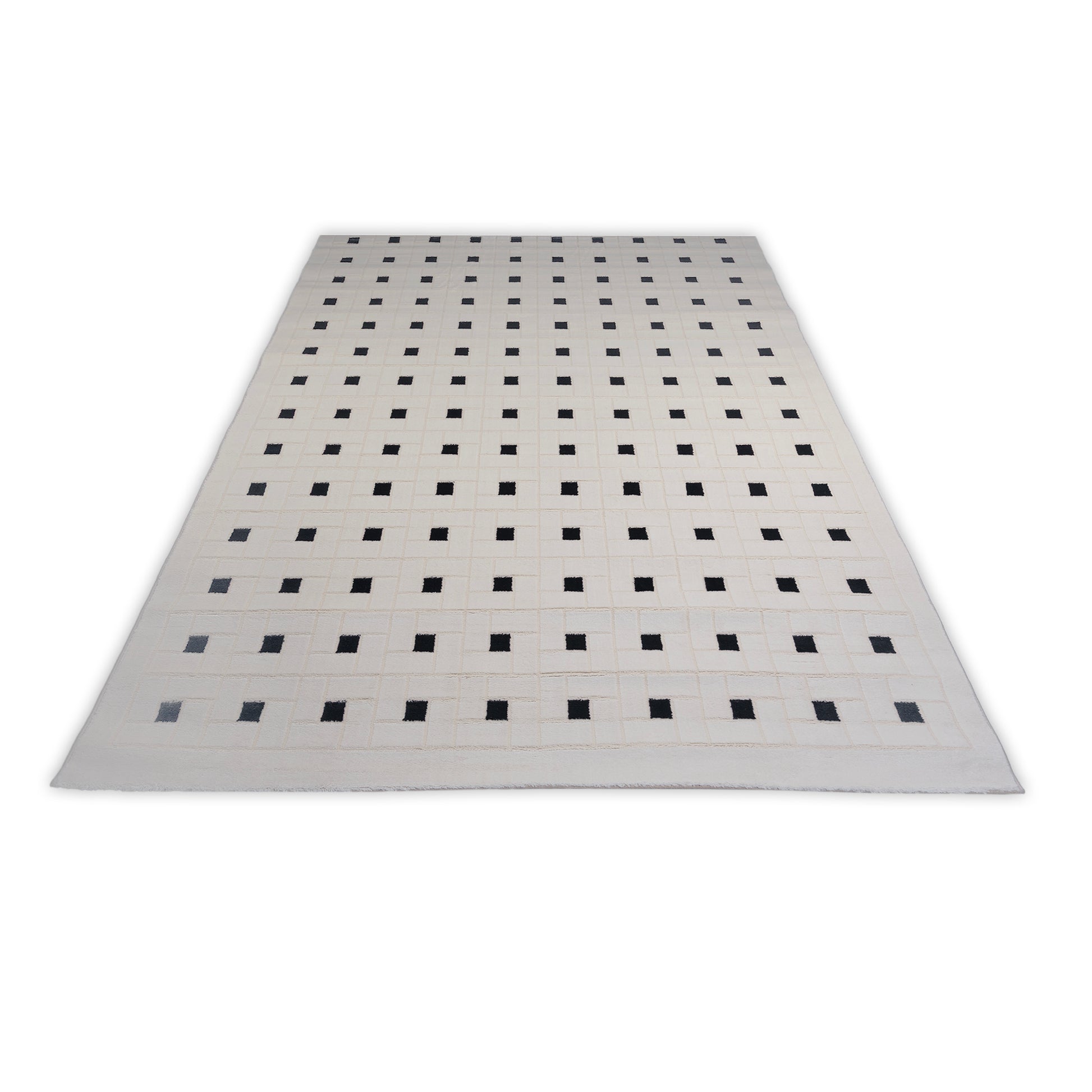 Medium Checkered Black And White Rug