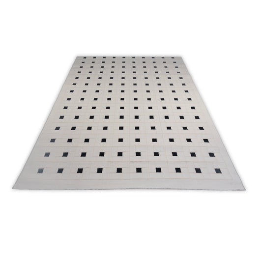 Medium Checkered Black And White Rug