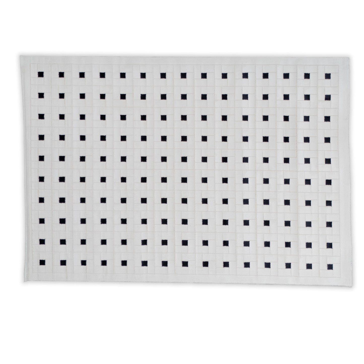 Medium Checkered Black And White Rug
