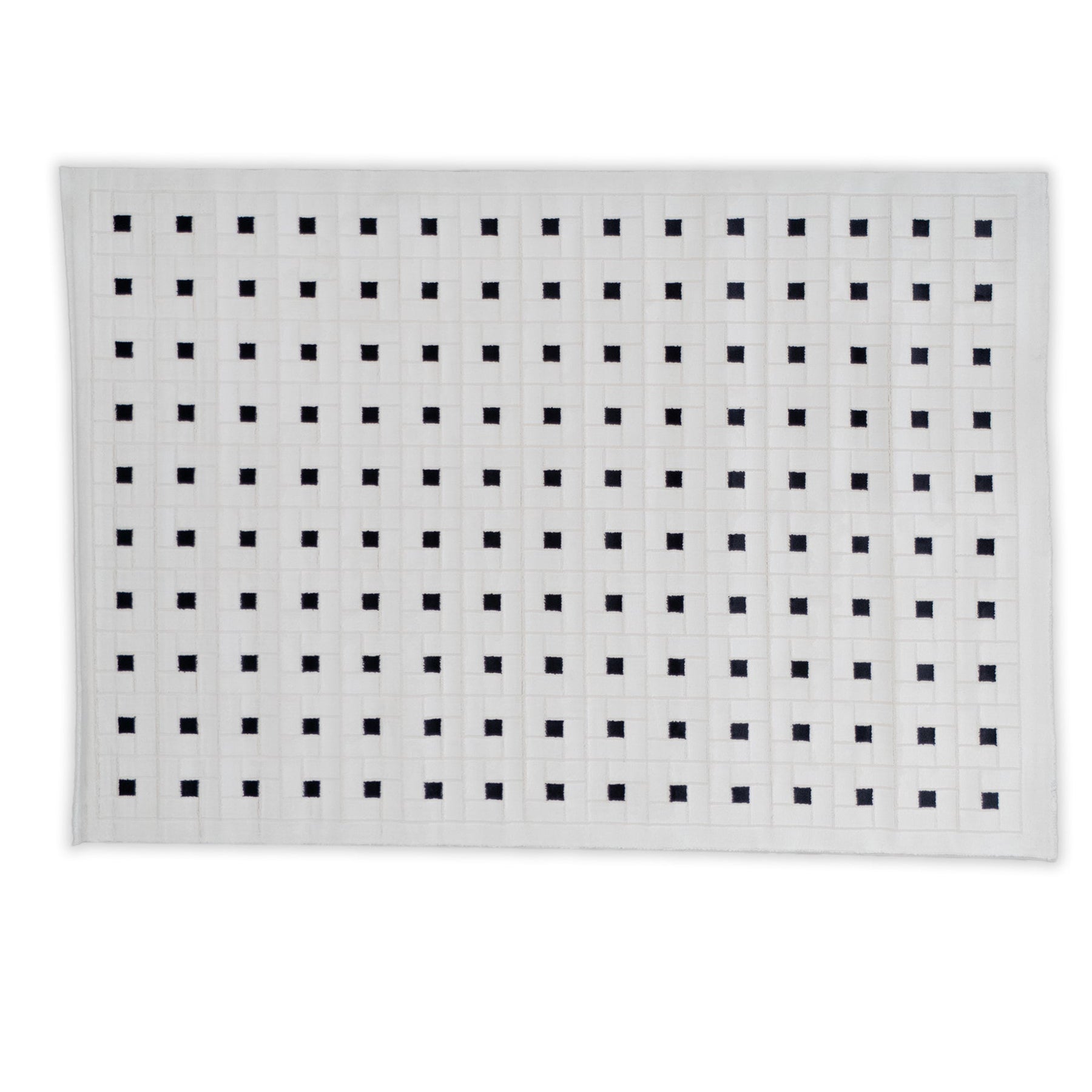 Medium Checkered Black And White Rug