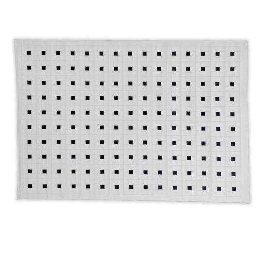 Medium Checkered Black And White Rug