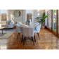 Bright dining area with clean lines and texture
