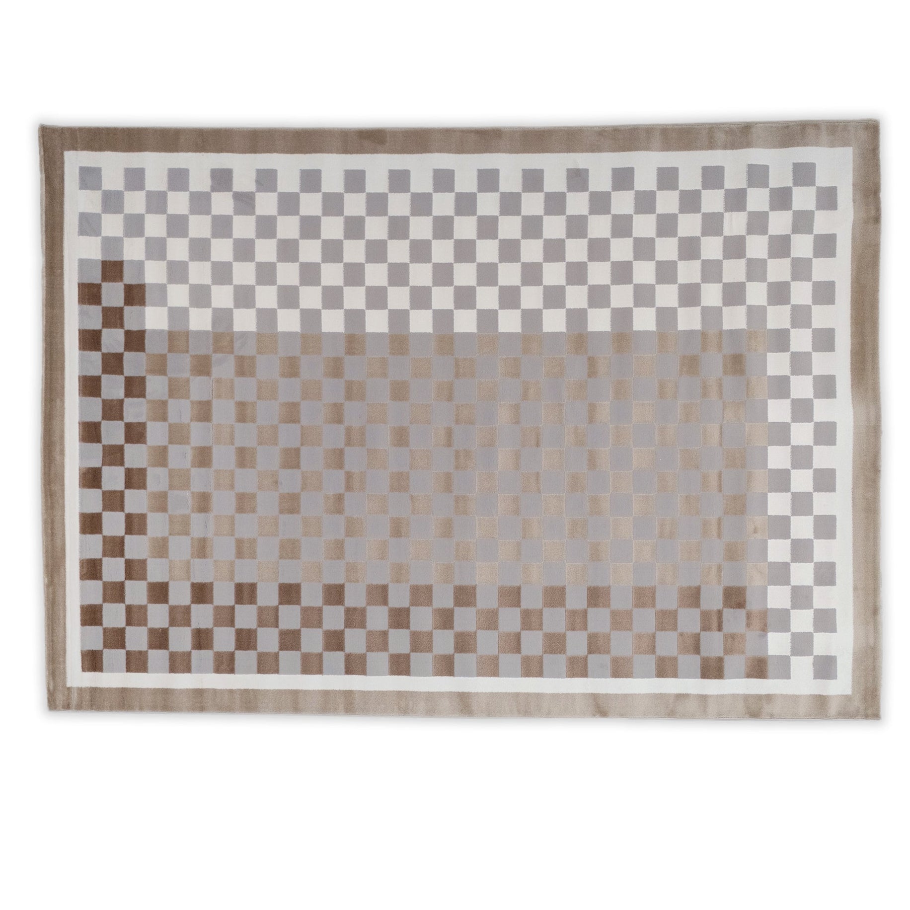 Checkered brown and cream rug