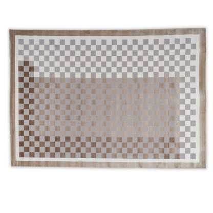 Checkered brown and cream rug