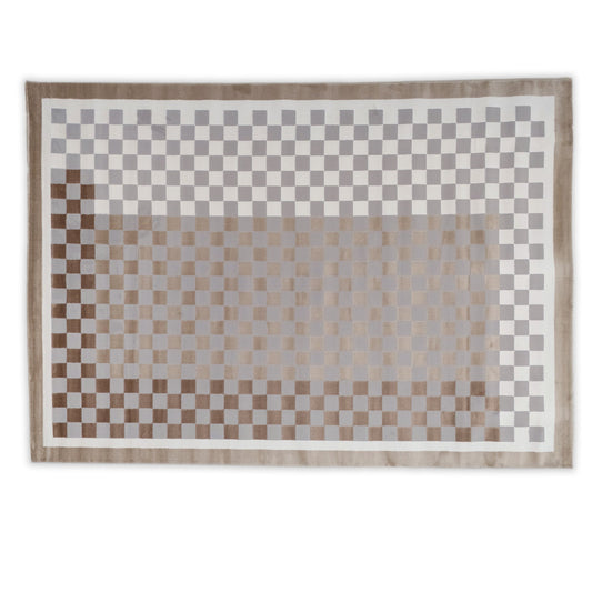 Checkered brown and cream rug