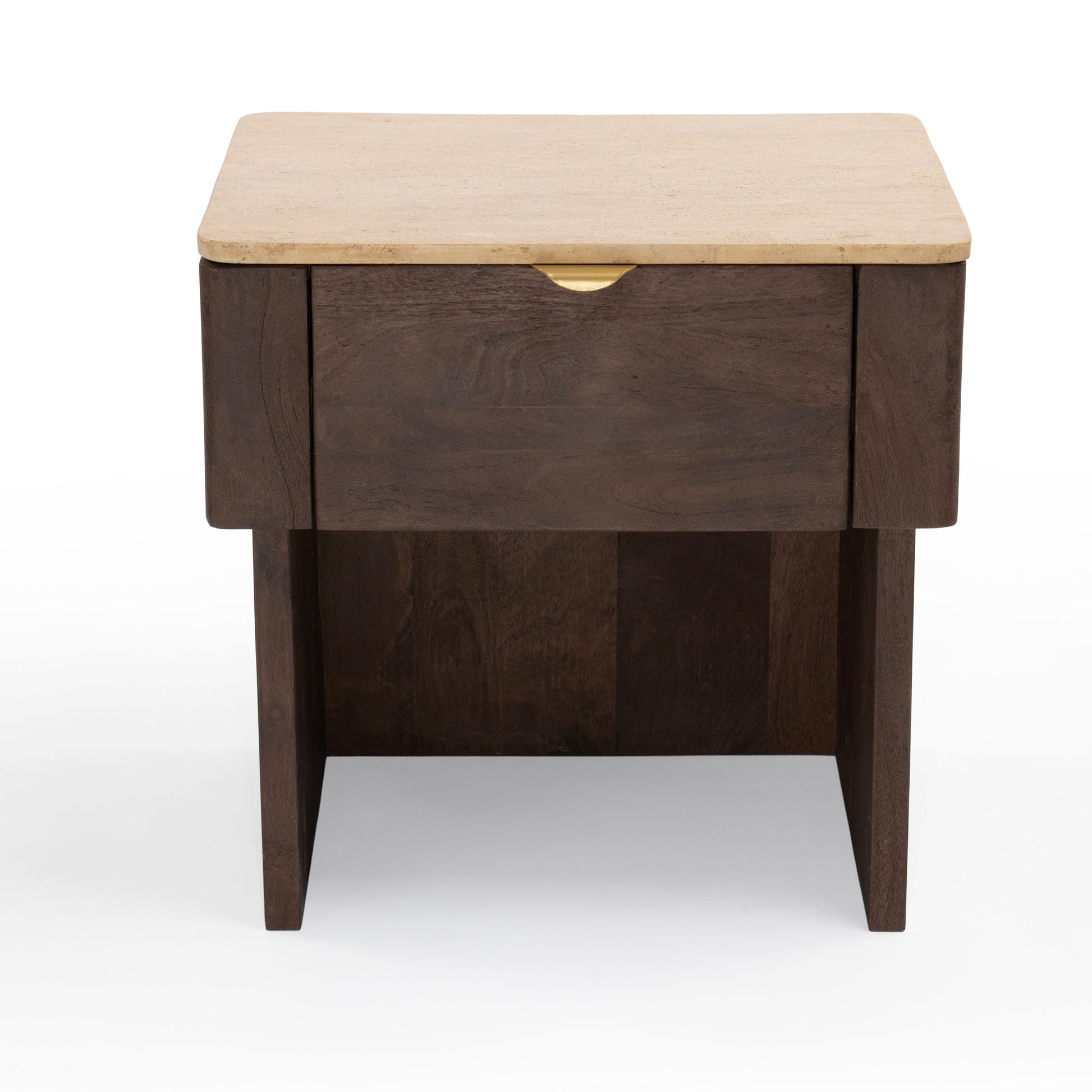 Stone and wood bedside table