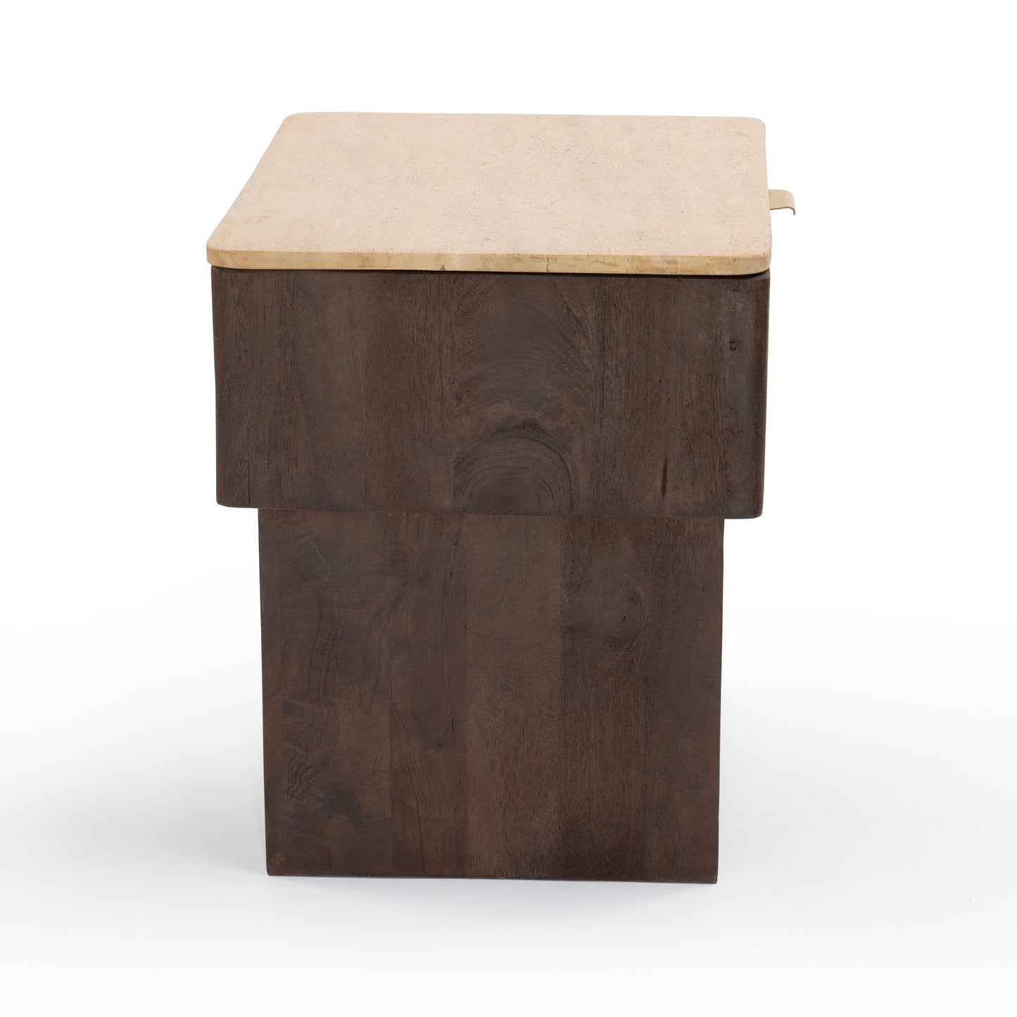 Stone and wood bedside table