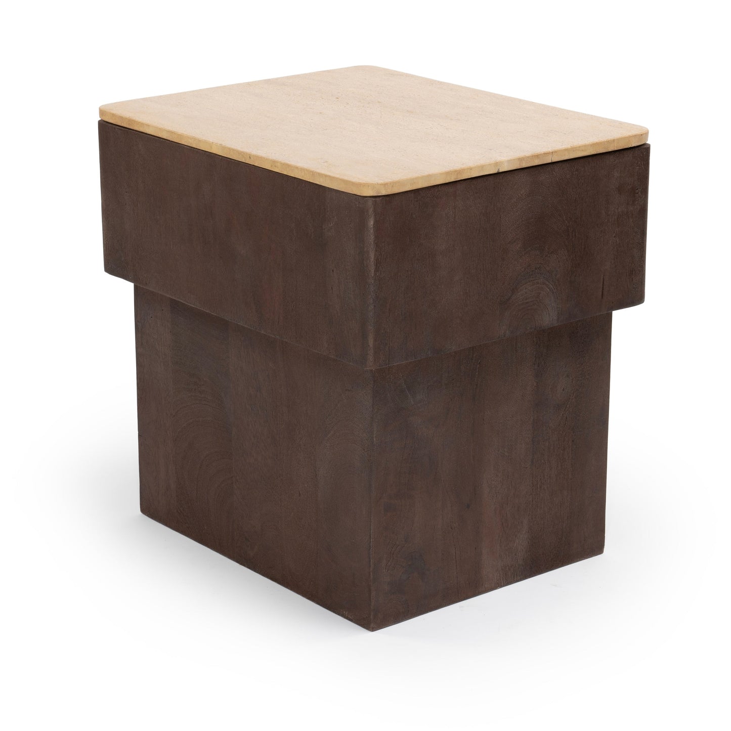 Stone and wood bedside table