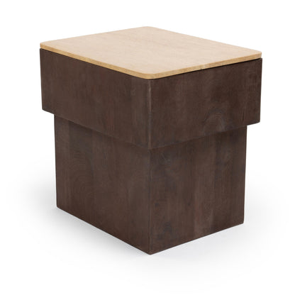 Stone and wood bedside table