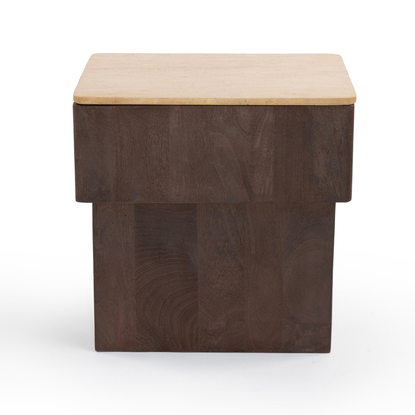 Stone and wood bedside table
