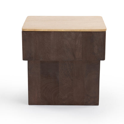 Stone and wood bedside table