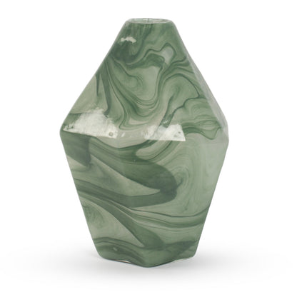 Midori jade green swirl sculptural glass vase 25cm modern contemporary