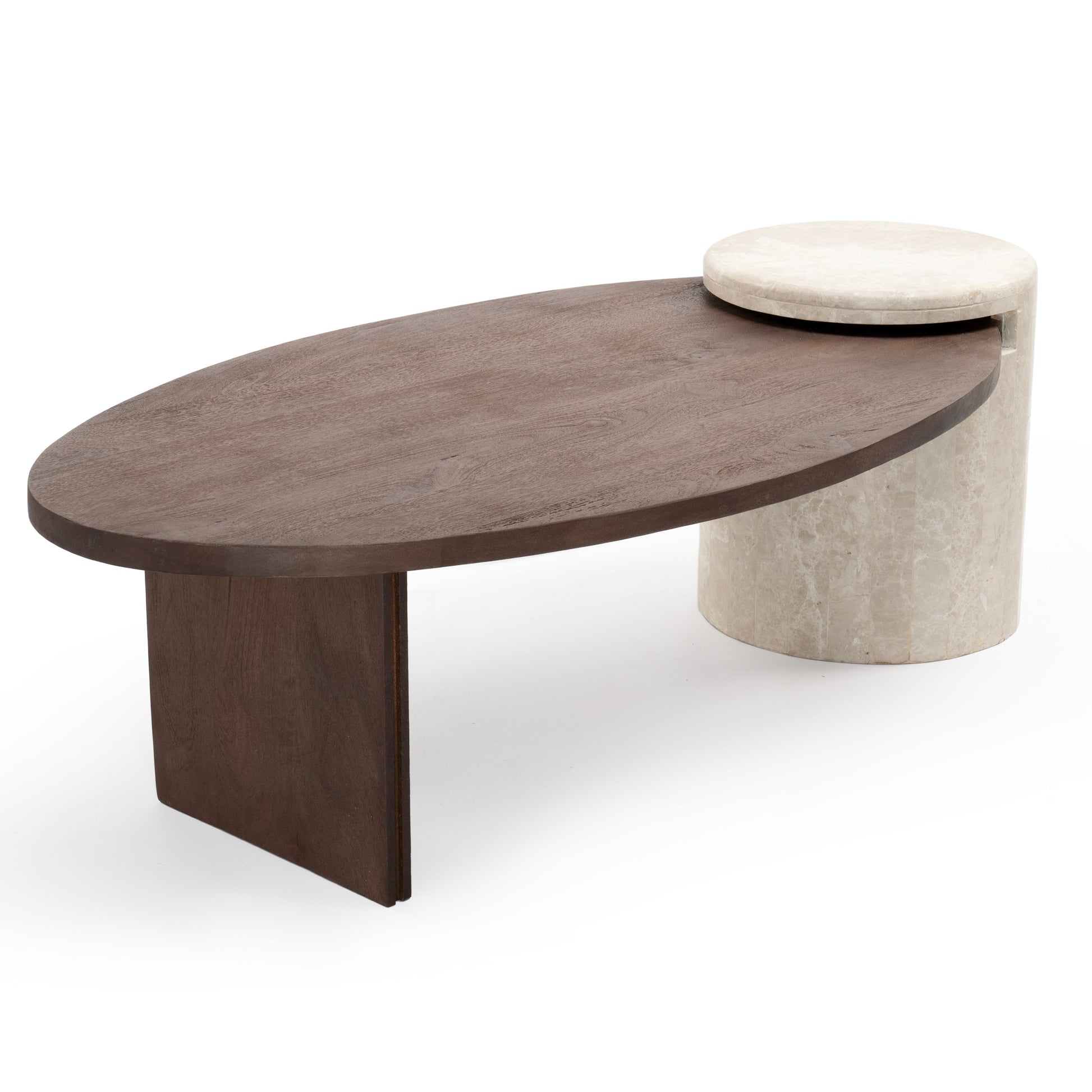 Modern Stone And Wood Coffee Table