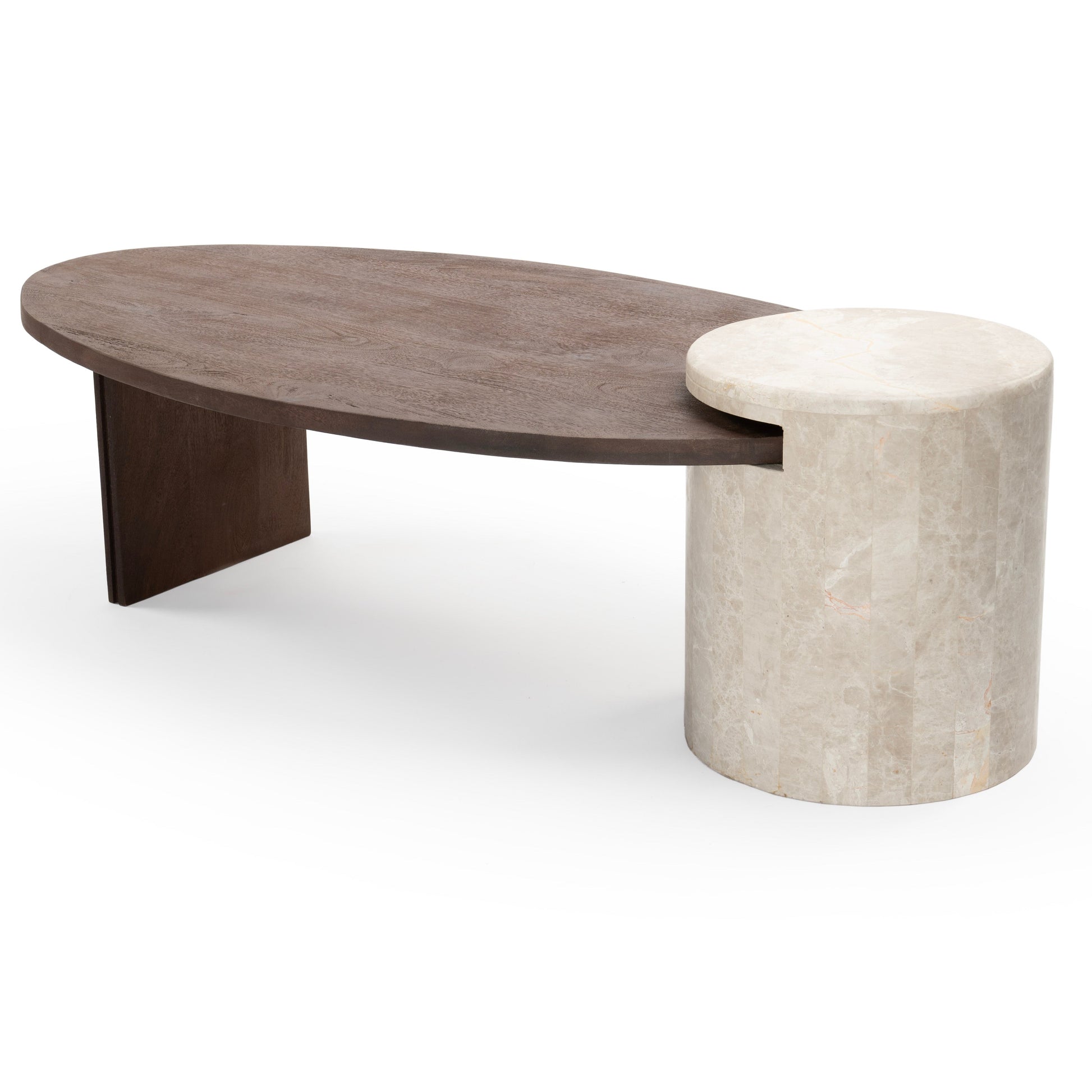 Modern Stone And Wood Coffee Table