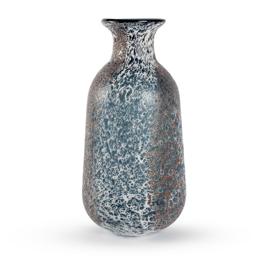 Mizu large abstract blue and white glass decorative vase 35cm modern contemporary