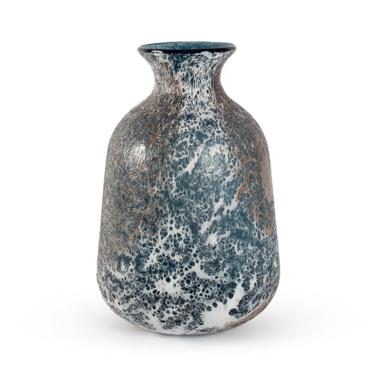 Mizu small abstract blue and white glass decorative vase 26cm modern contemporary