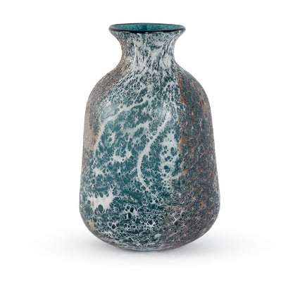 Mizu small abstract blue and white glass decorative vase 26cm modern contemporary
