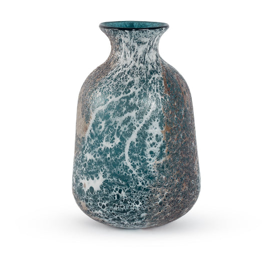 Mizu small abstract blue and white glass decorative vase 26cm modern contemporary