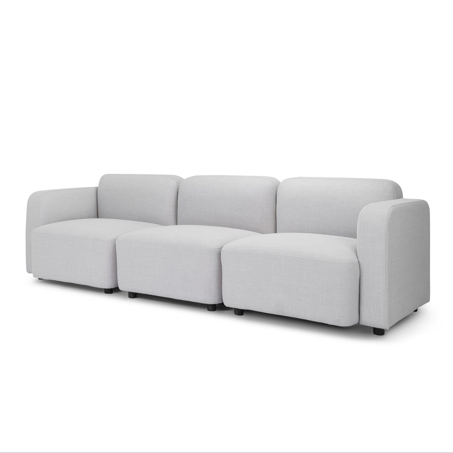 Momo light grey 3-seater sofa angled view
