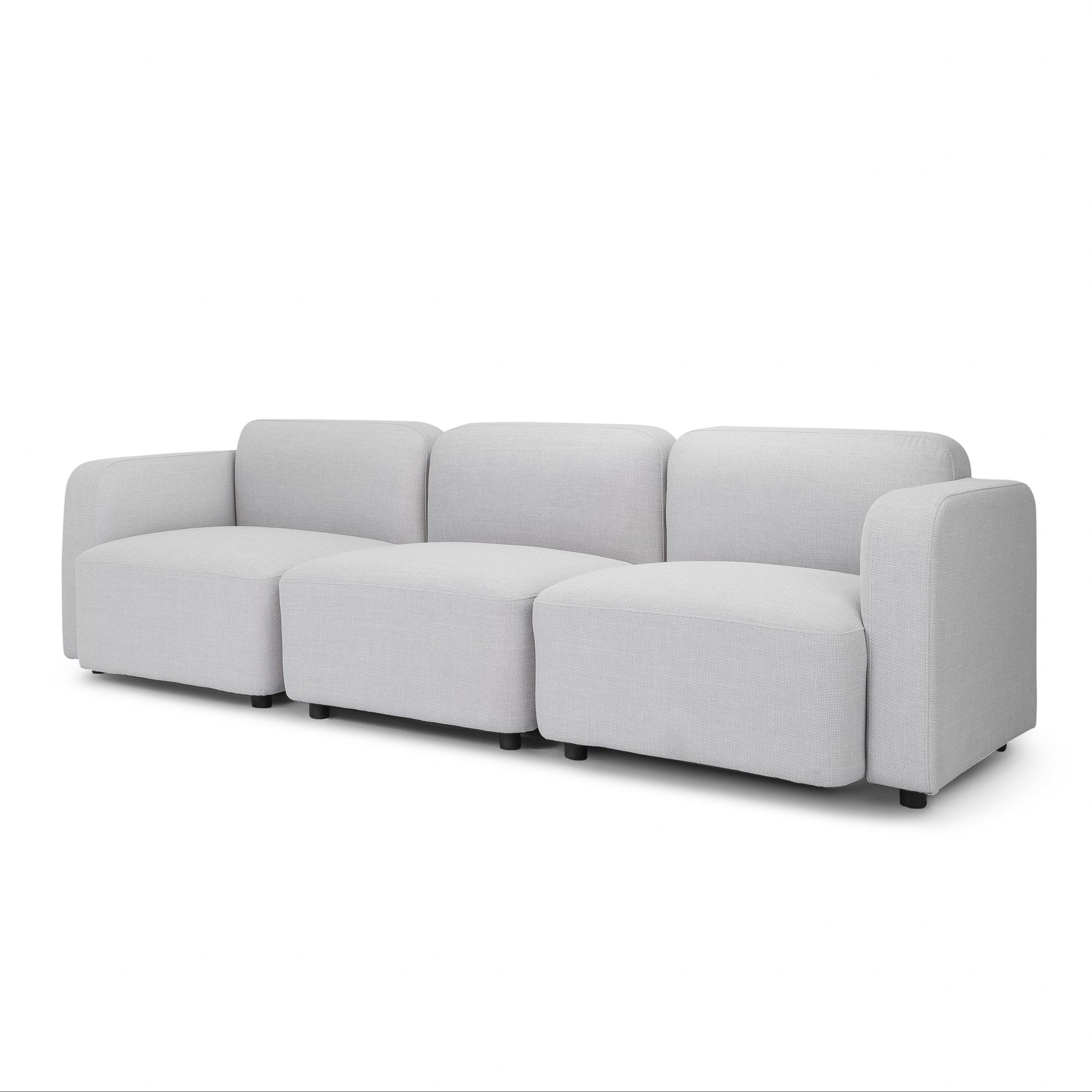 Momo light grey 3-seater sofa angled view
