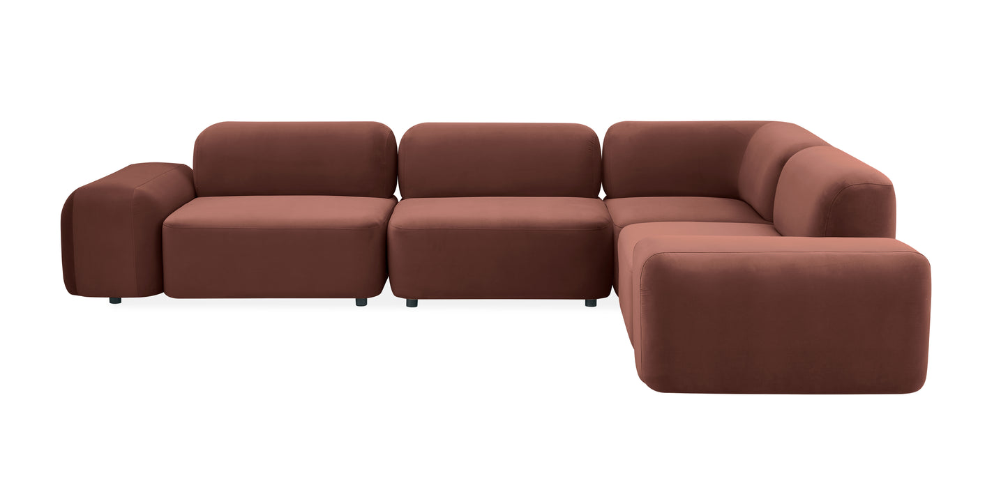 Monaco sectional sofa 4 piece set in espresso brown front view
