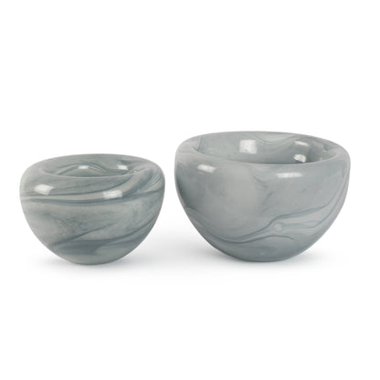 Opaline small rounded deep blue and white abstract glass vase 20cm wide