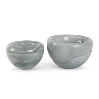 Opaline large rounded deep blue and white abstract glass decor 23cm wide