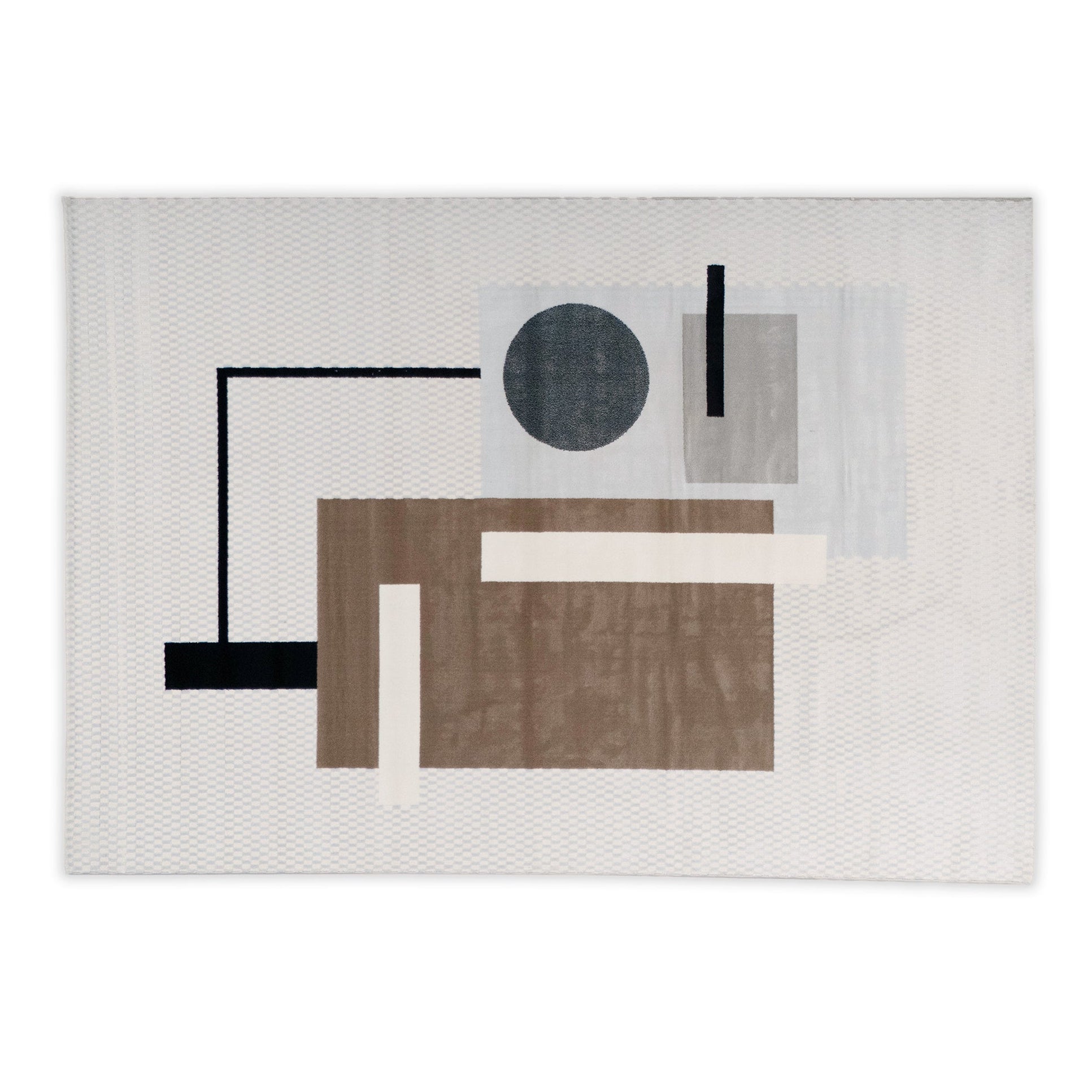 Abstract modern brown and cream rug