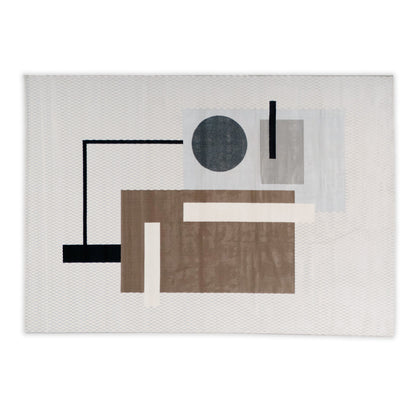 Abstract modern brown and cream rug