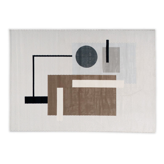 Abstract modern brown and cream rug
