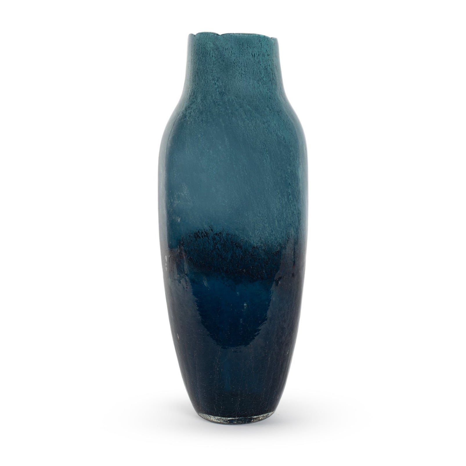 Orson tall deep blue curved glass vase 44cm large statement