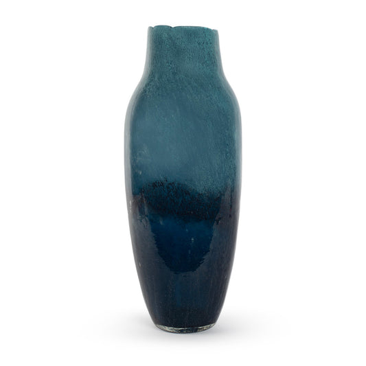 Orson tall deep blue curved glass vase 44cm large statement