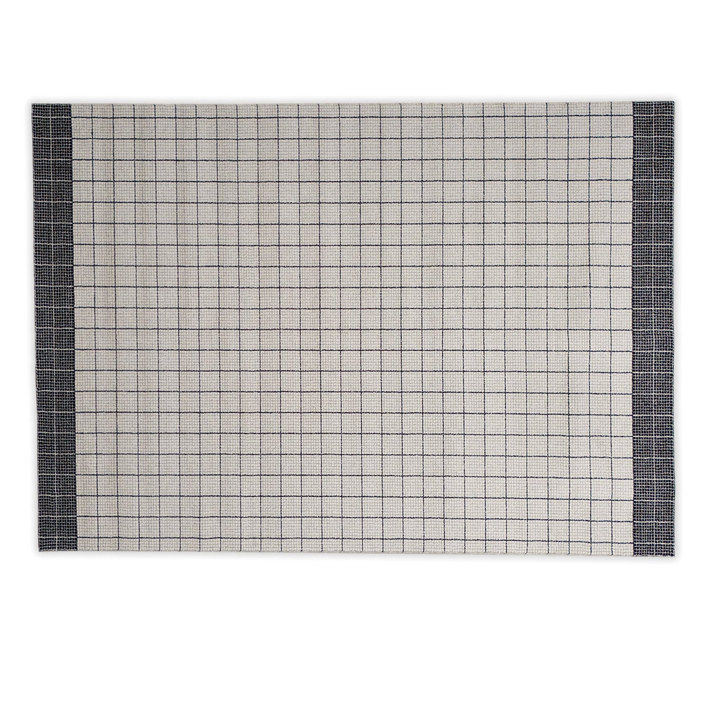 Cream and black lined rug