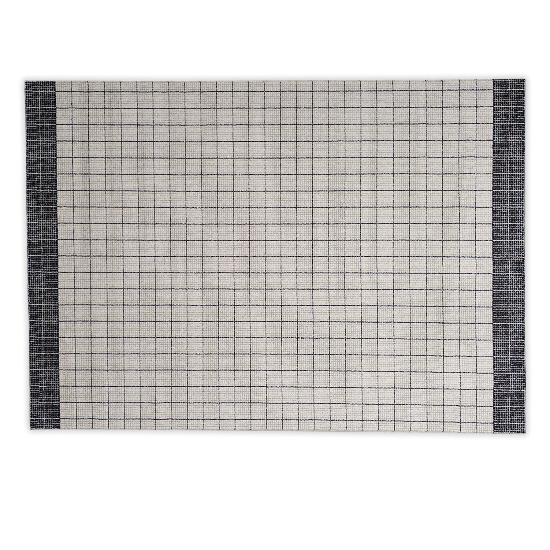 Cream and black lined rug