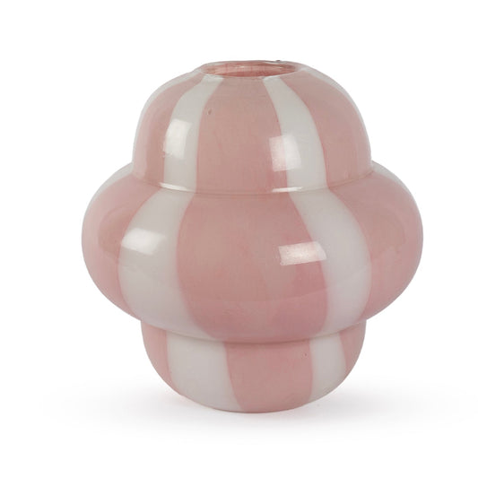 Rose abstract pink and white swirl glass vase 22cm wide
